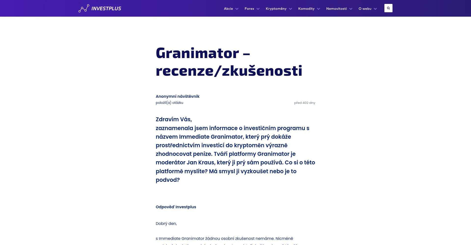 Immediate Granimator recenze: Je to podvod nebo legitimní platforma?