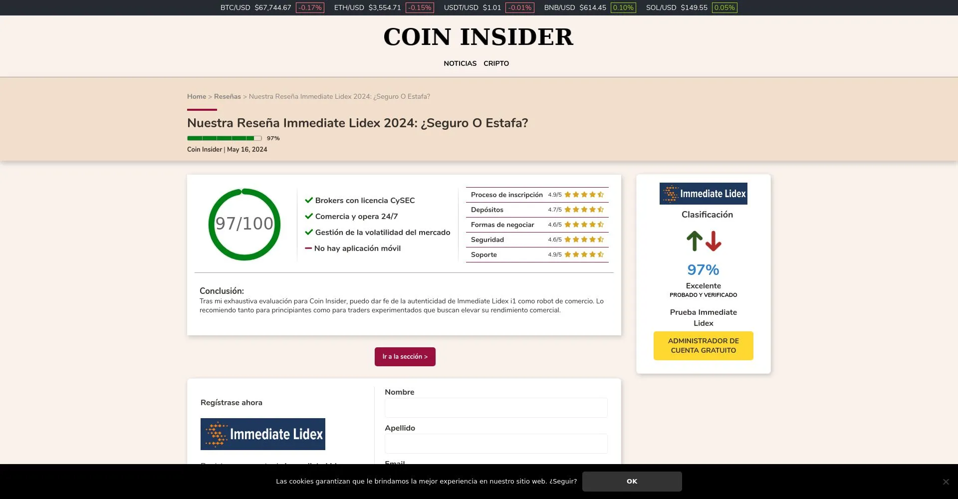 Immediate Lidex 24 Opiniones: ¿es una estafa o es seguro y fiable?