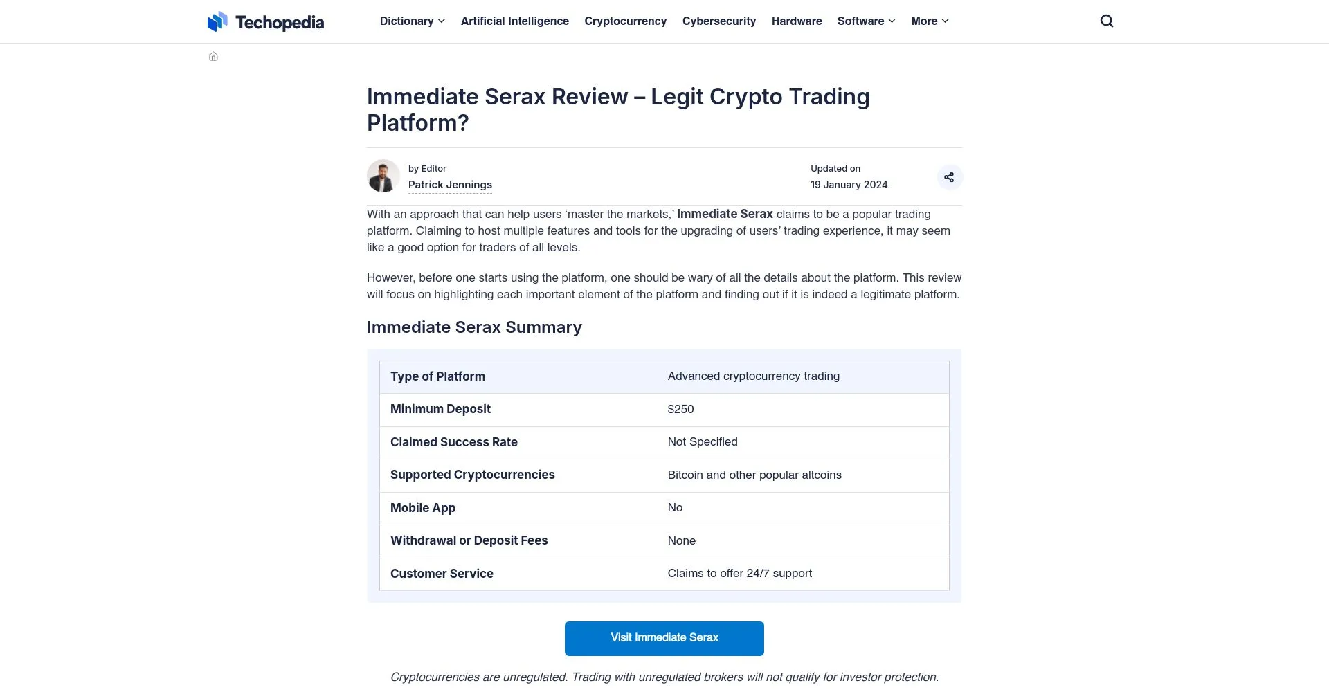 Immediate Serax V1 Opiniones: ¿es una estafa o es seguro y fiable?