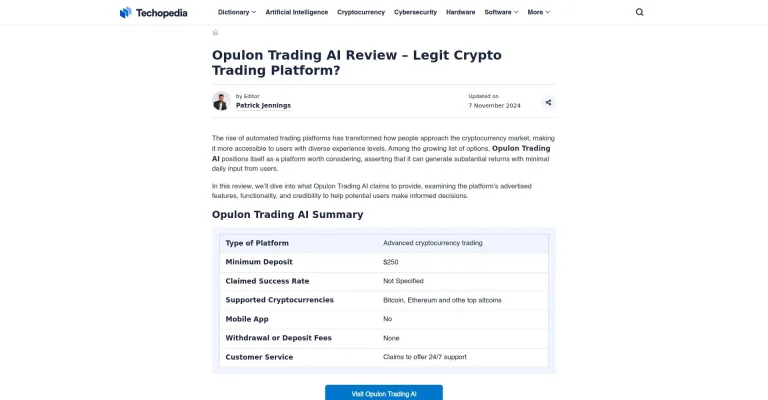 Opulon Trading AI Opiniones: ¿es una estafa o es seguro y fiable?