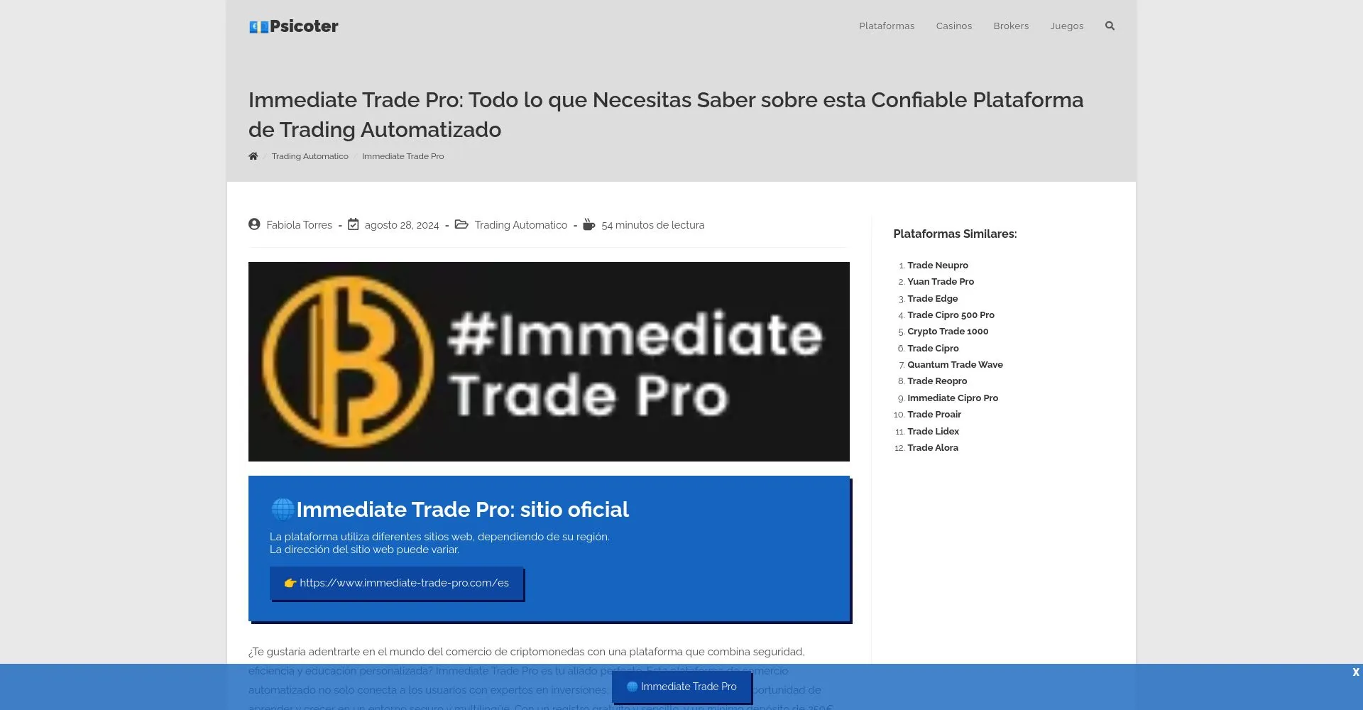 Immediate Trade Pro Recensioni: è una truffa o è legale?